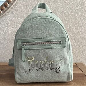 Juicy Couture Terry Cloth Mint Green Backpack with Rhinestone Logo